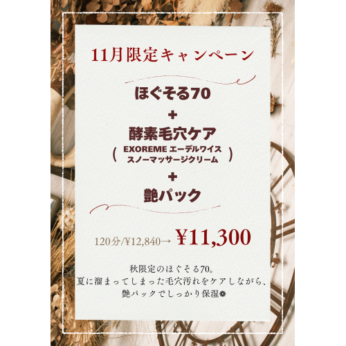 ≪11月キャンペーン変更のお知らせ≫